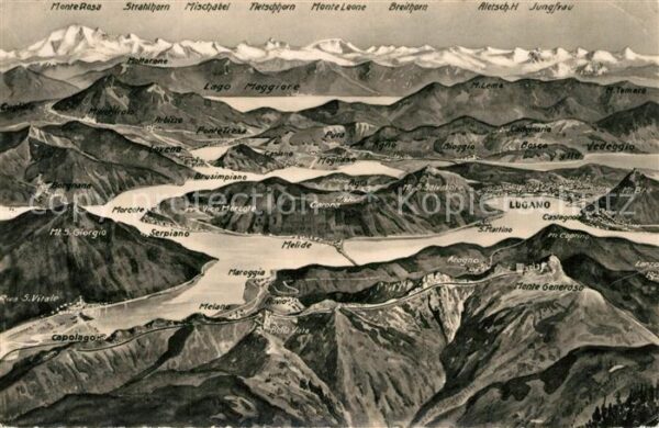 Lago di Lugano TI Luganersee und Umgebung Alpenkette aus