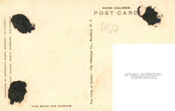 Santa Barbara California County Courthouse hand colored postcard – Bild 2