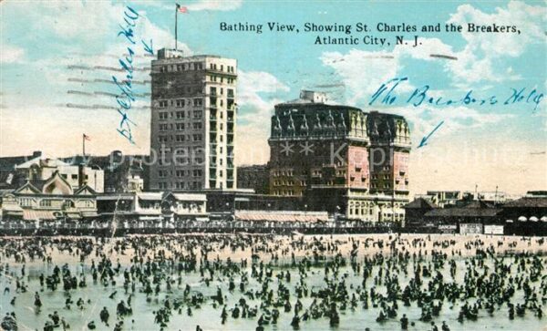 Atlantic City New Jersey Bathing view showing St Charles and the