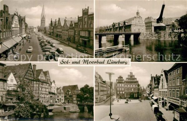 Lueneburg Am Sande Kran mit Kaufhaus Häuserpartie