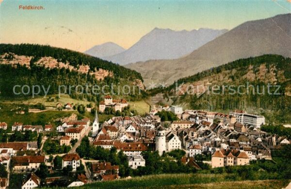 Feldkirch Vorarlberg Gesamtansicht mit Alpenpanorama