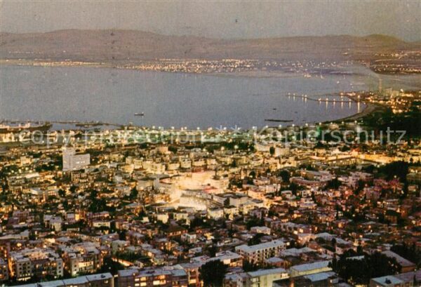 Haifa at night aerial view