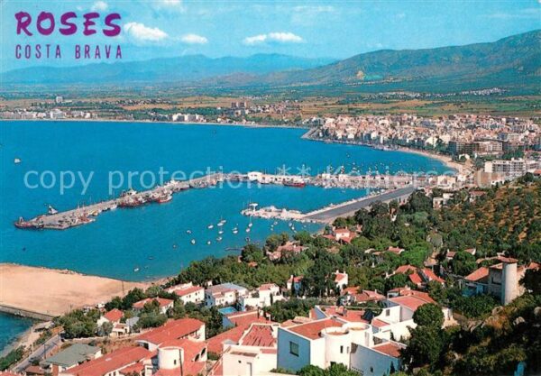 Roses Costa Brava Puerto y vista parcial Küstenpanorama H