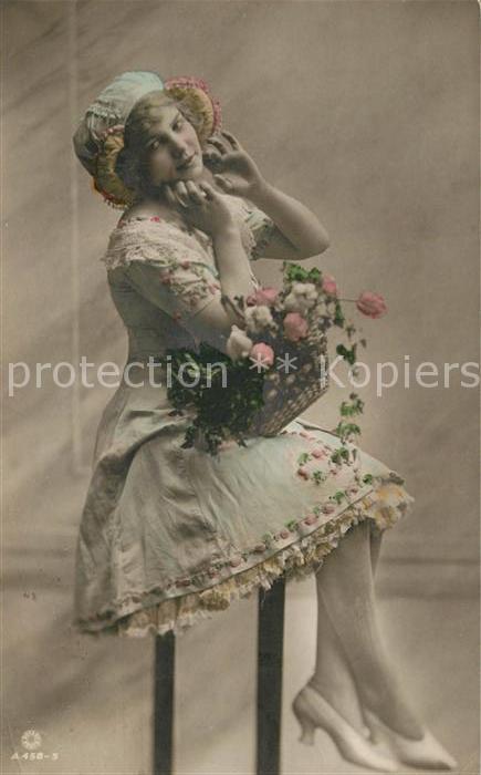 Foto Rotary Nr. A. 458-5 Frau Hutmode Mode Blumen