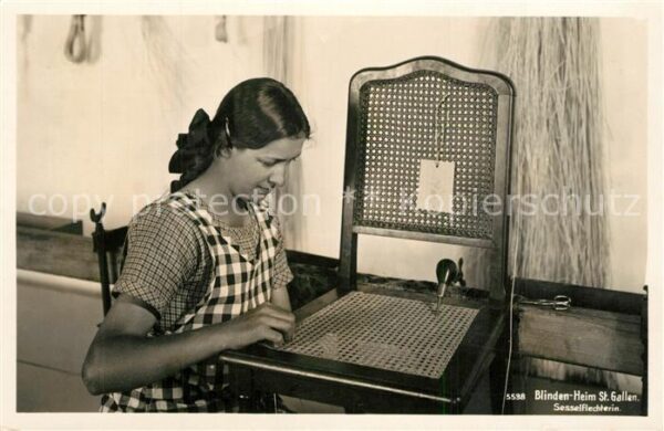 Handwerk Sesselflechterin Blindenheim St. Gallen