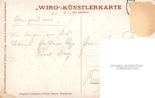 Verlag WIRO Wiedemann Nr. 1869 B Heidelberg Königstuhl – Bild 2