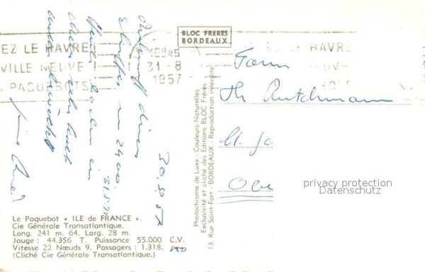 Dampfer Oceanliner Ile de France – Bild 2