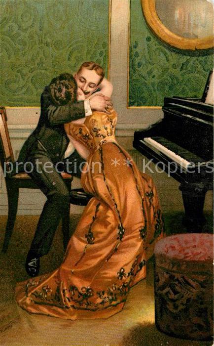 Klavier Paar Kuss Litho