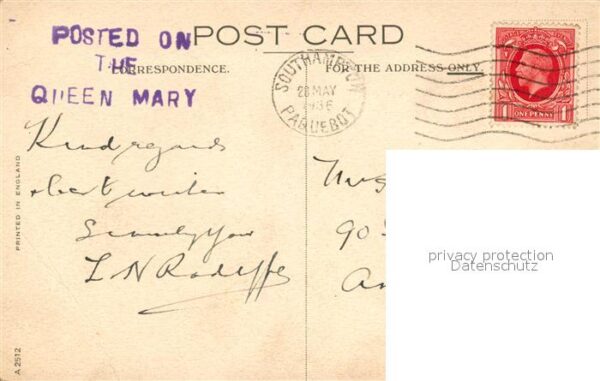 Dampfer Oceanliner R.M.S. Queen Mary Cunard White Star – Bild 2