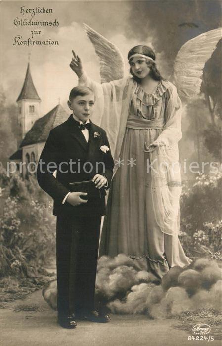 Foto Amag Nr. 64224/5 Konfirmation Junge Schutzengel
