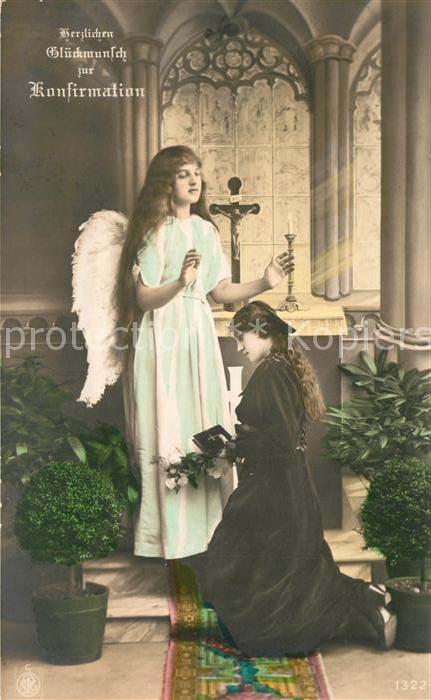 Foto NPG Nr. 1322  Konfirmation Mädchen Schutzengel