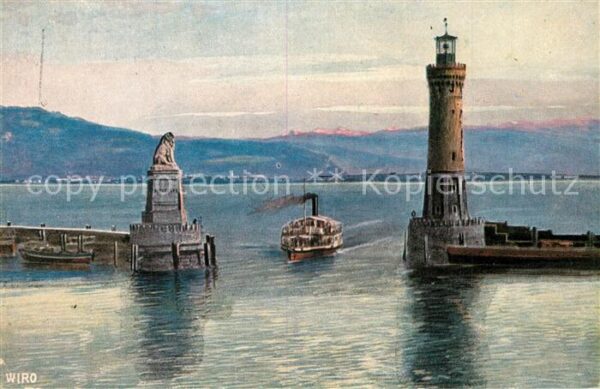 Verlag WIRO Wiedemann Nr. 2368 Lindau Bodensee Hafeneinfahrt
