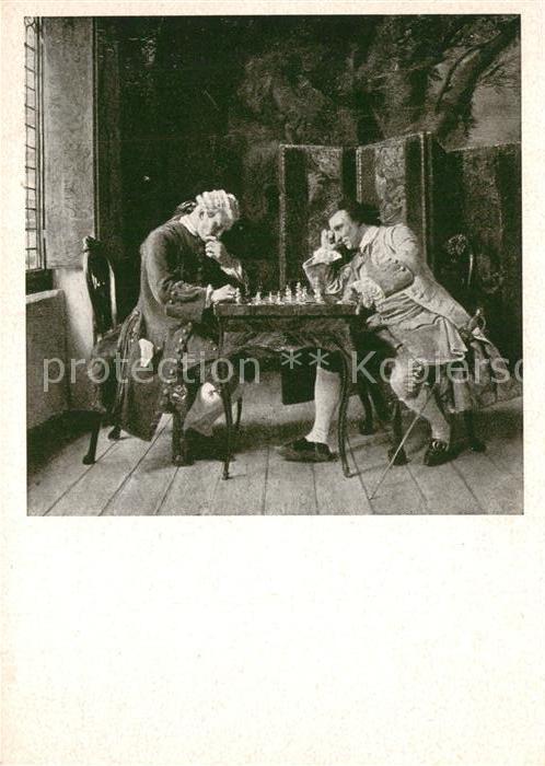 Kuenstlerkarte Alte Kuenstler Ernest Meissonier Schachspieler