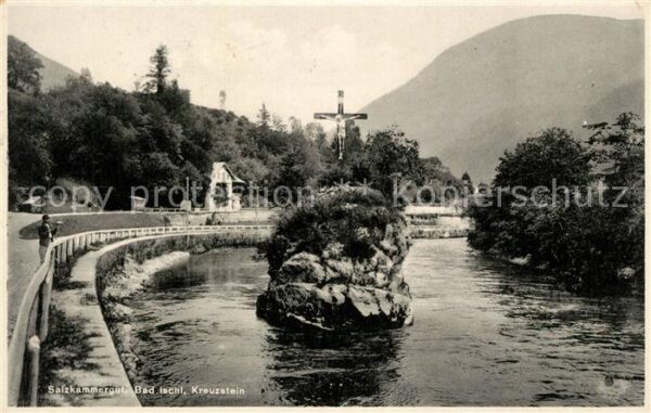 Bad Ischl Salzkammergut Kreuzstein Felsen in der Traun