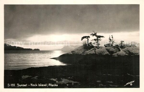Rock Island Alaska Sunset Landschaftspanorama Sonnenunterg