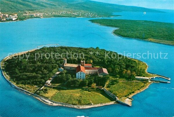 Punat Krk Otok Kosljun Insel Fliegeraufnahme