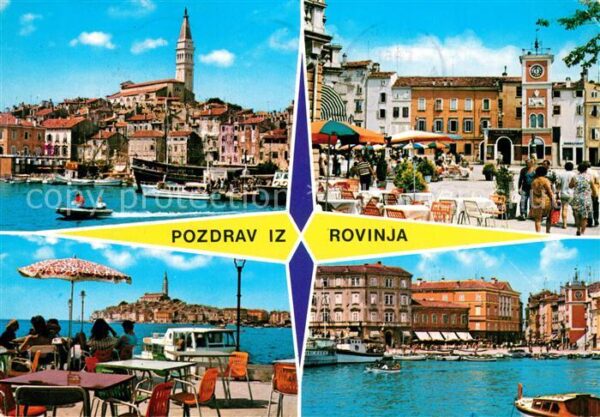 Rovinj Istrien Hafen Cafe Restaurant Innenstadt Strass