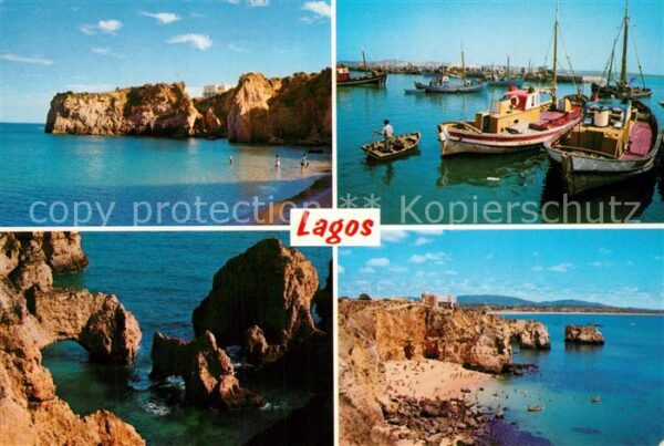 Lagos Algarve Portugal Aspectos da Costa e Barcos Küstenpanora