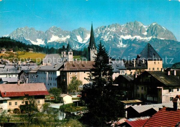 Kitzbuehel Tirol Ortsmotiv mit Kirche Blick gegen Wilden
