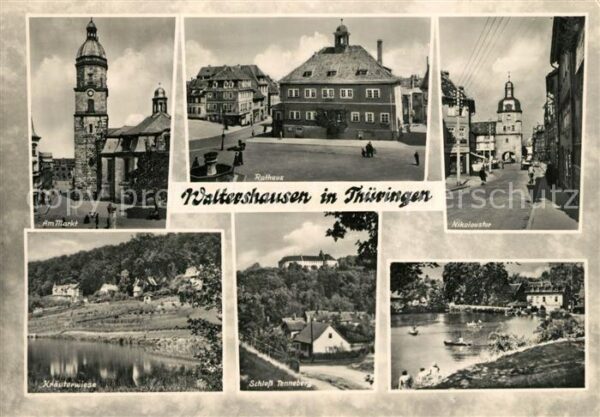 Waltershausen Gotha Markt Rathaus Nikolaustor Kräuterwiese