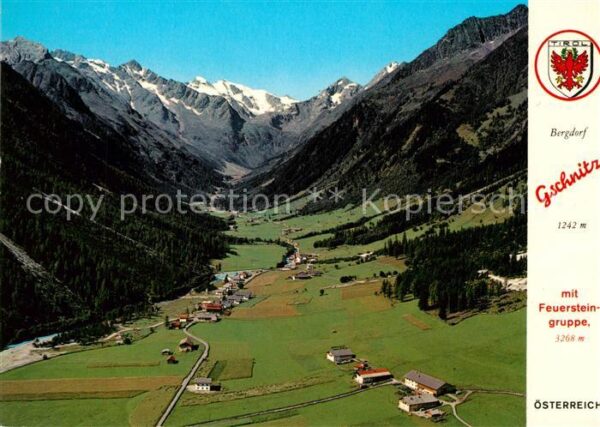 Gschnitz Tirol Bergdorf mit Feuersteingruppe Fliegerau