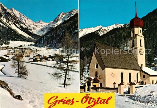 Gries Laengenfeld Tirol Winterpanorama Kirche Alpen