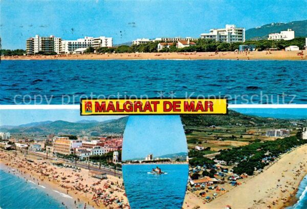 Malgrat de Mar Strand Hotels Ansicht vom Meer aus Flie