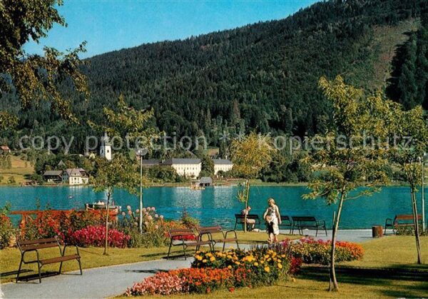 Bodensdorf Ossiacher See Kurpark Seespitz gegen Stift Ossiach Kl