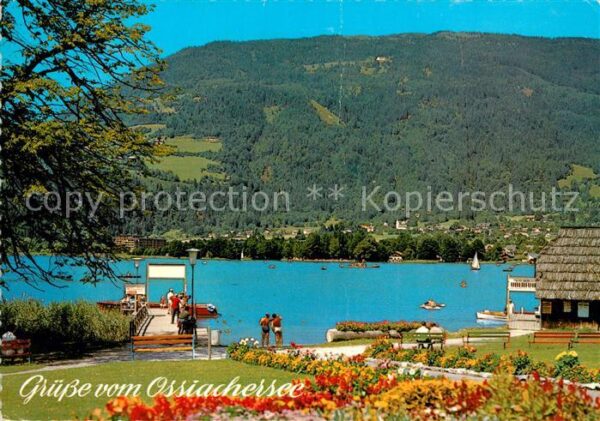 Ossiach Strandpromenade Anleger Blick nach Bode
