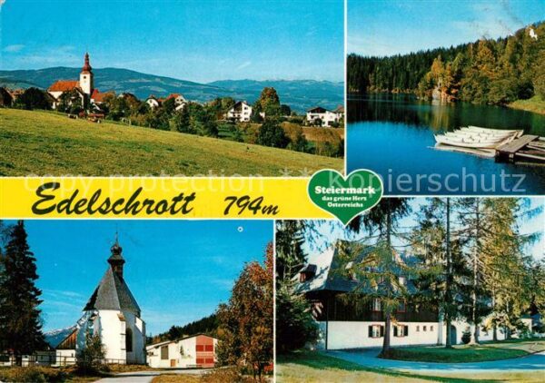 Edelschrott Ortsansicht mit Kirche Badesee Hirzmann