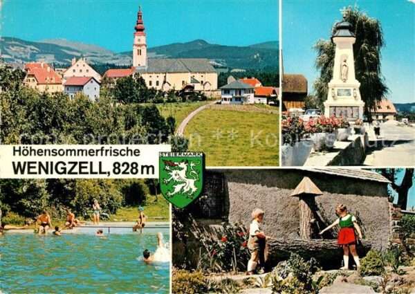 Wenigzell Ortsmotiv mit Kirche Denkmal Brunnen Fr