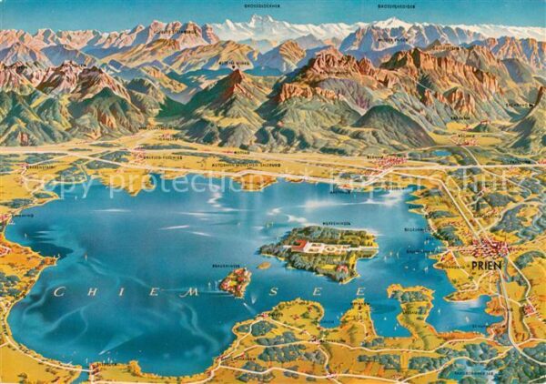 Prien Chiemsee und Umgebung Alpenpanorama aus der Voge