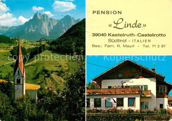Kastelruth Suedtirol Pension Linde Kirche Landschaftspanoram