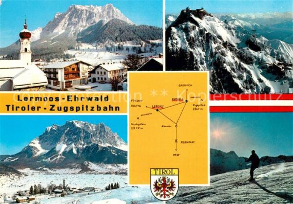 Lermoos Tirol Ortsmotiv mit Kirche Wintersportplatz A