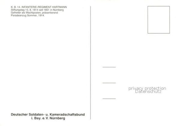 Nuernberg K.B. 14. Infanterie Regiment Hartmann W – Bild 2