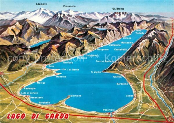 Gardasee Lago di Garda und Umgebung Alpenpanorama aus der Voge