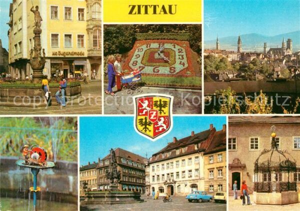 Zittau Rolandbrunnen Blumenuhr Teilansicht Sch