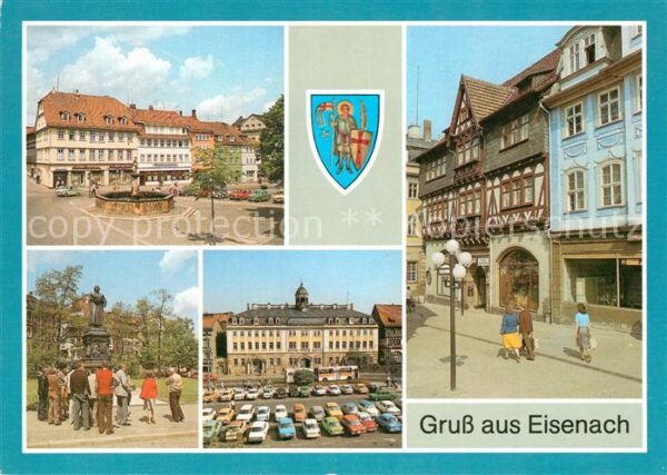 Eisenach Thueringen Markt Brunnen Karlstrasse Lutherdenkmal