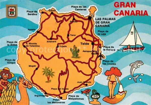 Gran Canaria Mapa de la Isla Landkarte