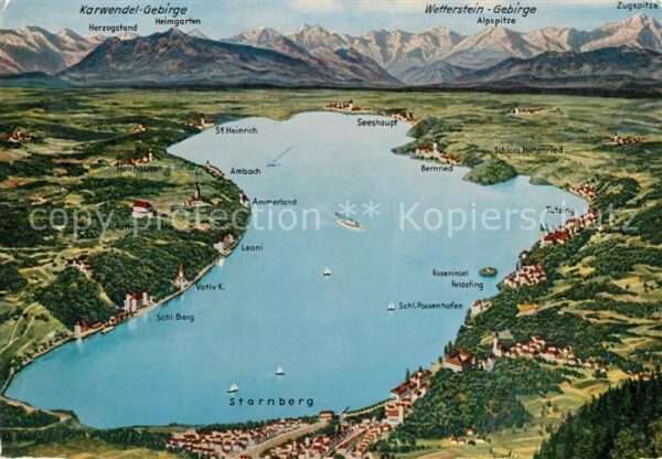 Starnbergersee Panorama Umgebung mit Alpen aus der Vog