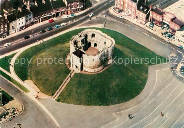 York Cliffords Tower York Castle air view