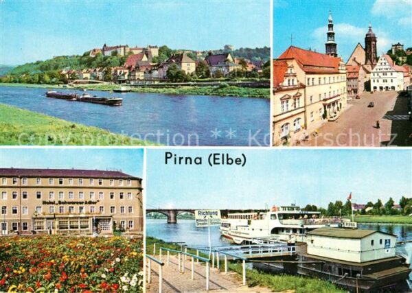 Pirna Teilansicht mit Elbe Markt Rathaus Hote
