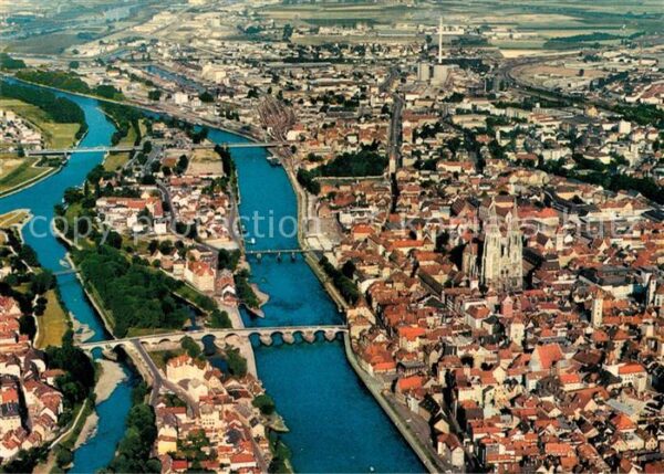 Regensburg Fliegeraufnahme Donaupartie