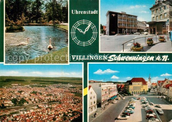 Villingen-Schwenningen Fliegeraufnahme Schwäne Uhrenstadt