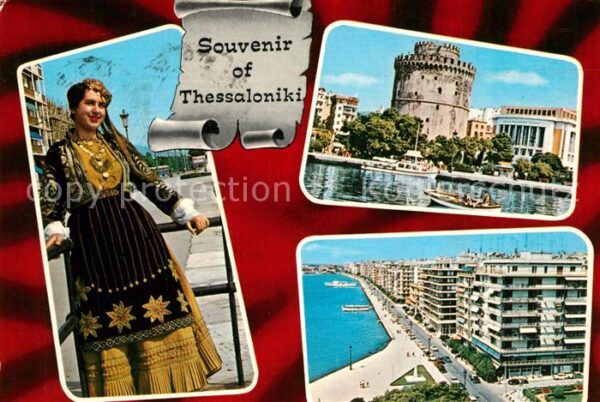 Thessaloniki Frau in Tracht Seepromenade