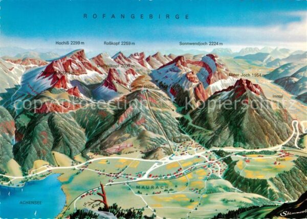 Maurach Achensee Panoramakarte Rofanseilbahn zur Erfurte