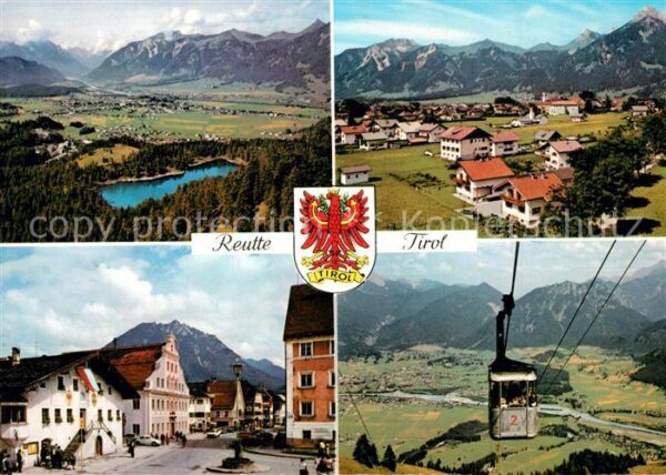 Reutte Tirol Fliegeraufnahme See Seilbahn Ortspartie