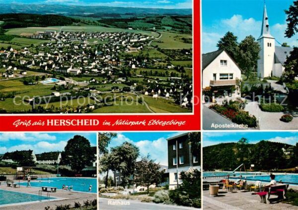 Herscheid Sauerland Fliegeraufnahme Apostelkirche Schwimmba