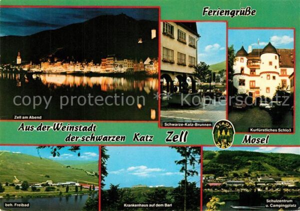 Zell Mosel Nachtaufnahme Schwarze Katz Brunnen Kur