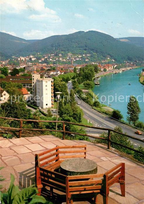 Eberbach Neckar Blick von der Abeggsbank ins Neckartal